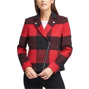 DKNY Womens Plaid Motorcycle Jacket, NWT